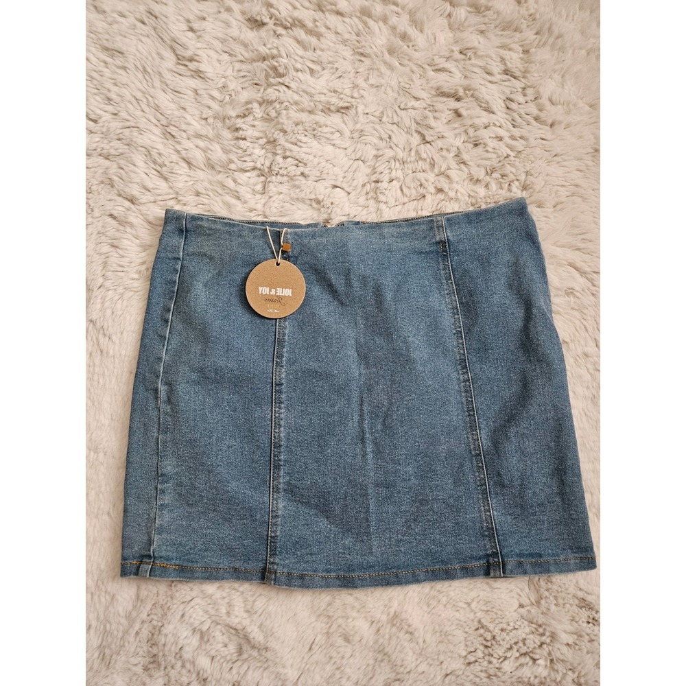 Jolie & Joy Denim Mini Skirt Womens L Blue NEW Stretch Seam J9N3045D